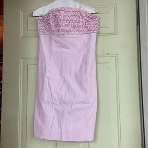 Lilly Pulitzer pink and white seersucker strapless dress. Size 4. $40.
